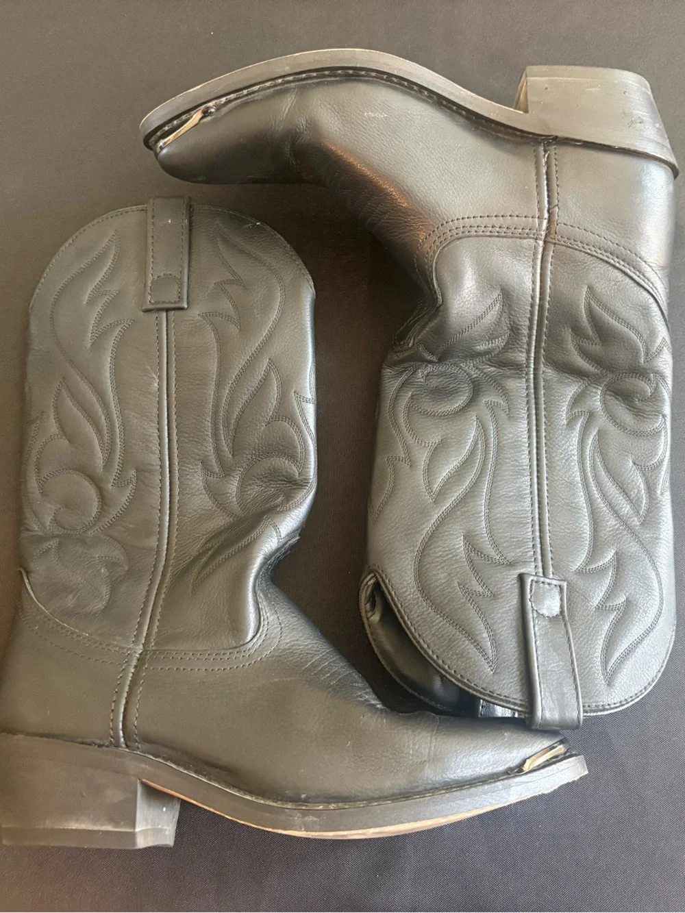 Classic Black Leather Western Cowboy Boots